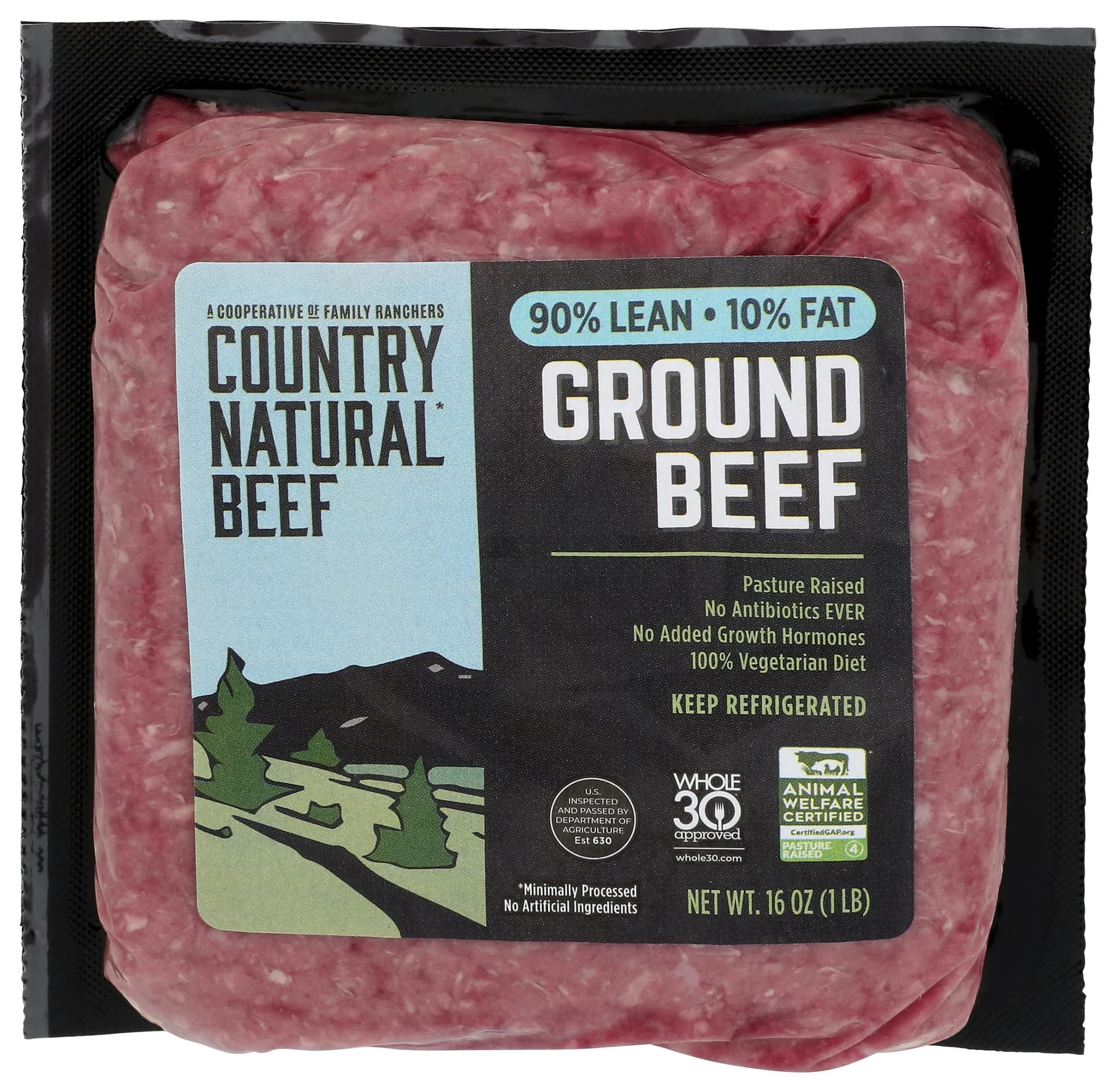 Country Natural Beef Ground Beef 90/10 Pasture Raised Step 4 16 oz — product image 1