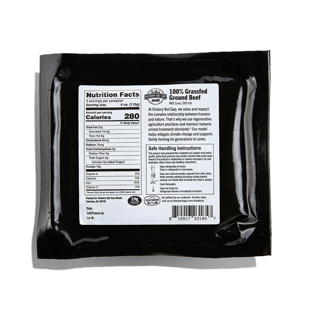 Hickory Nut Gap 80/20 Grass Fed Ground Beef Brick, 16 oz — product image 1