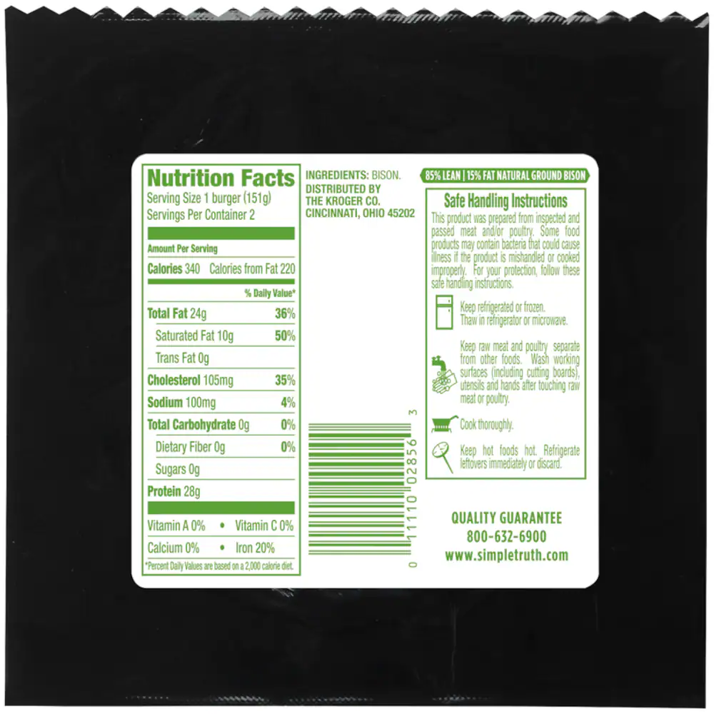 Simple Truth Natural 85/15 Ground Bison Patties, 10.66 oz — product image 2
