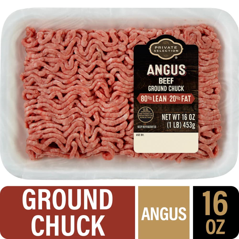 Private Selection 80/20 Angus Ground Beef Chuck Tray, 1 lb — product image 1