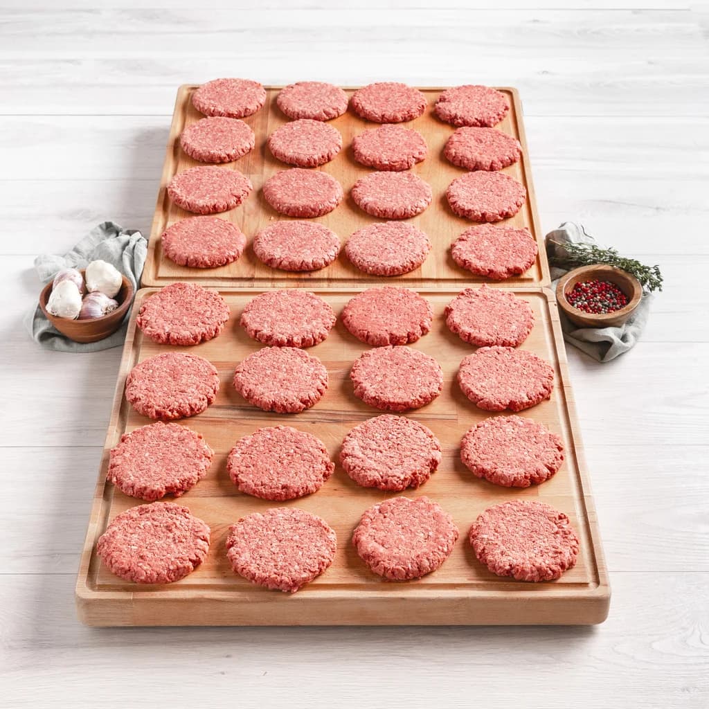 Rastelli's Antibiotic-Free 100% Grass-Fed Beef Burgers (32/4oz. Per Burger), 32 Total Count, 8 Lbs. Total — product image 1