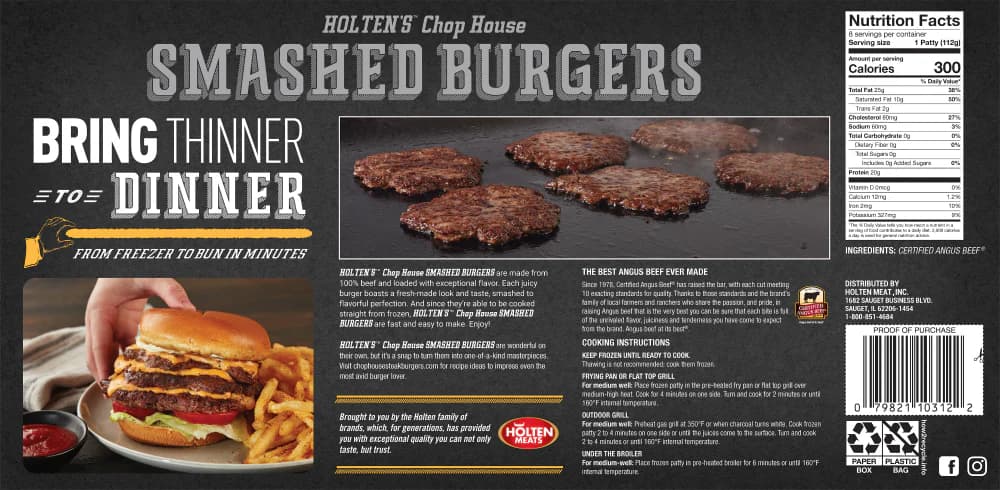 Holten's Chop House Certified Angus Beef Smashed Burgers — product image 2