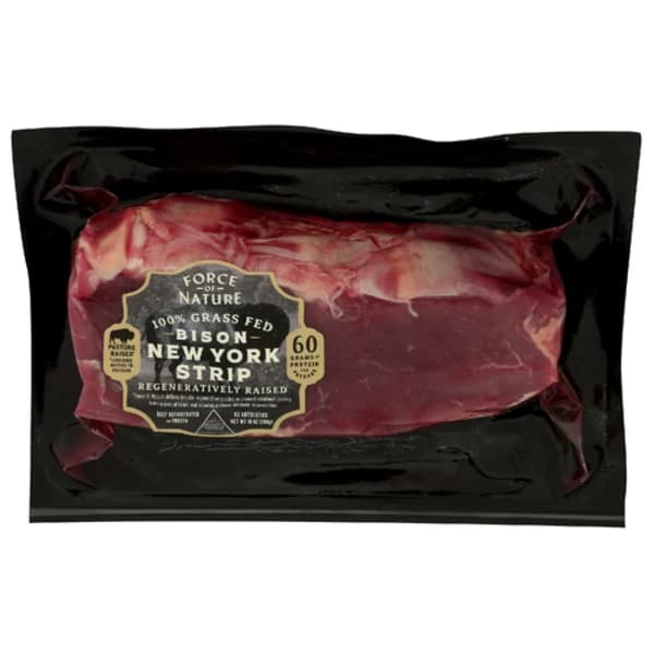 Force Of Nature Meats Grass Fed Regeneratively Sourced Bison New York Strip Steak — product image 1