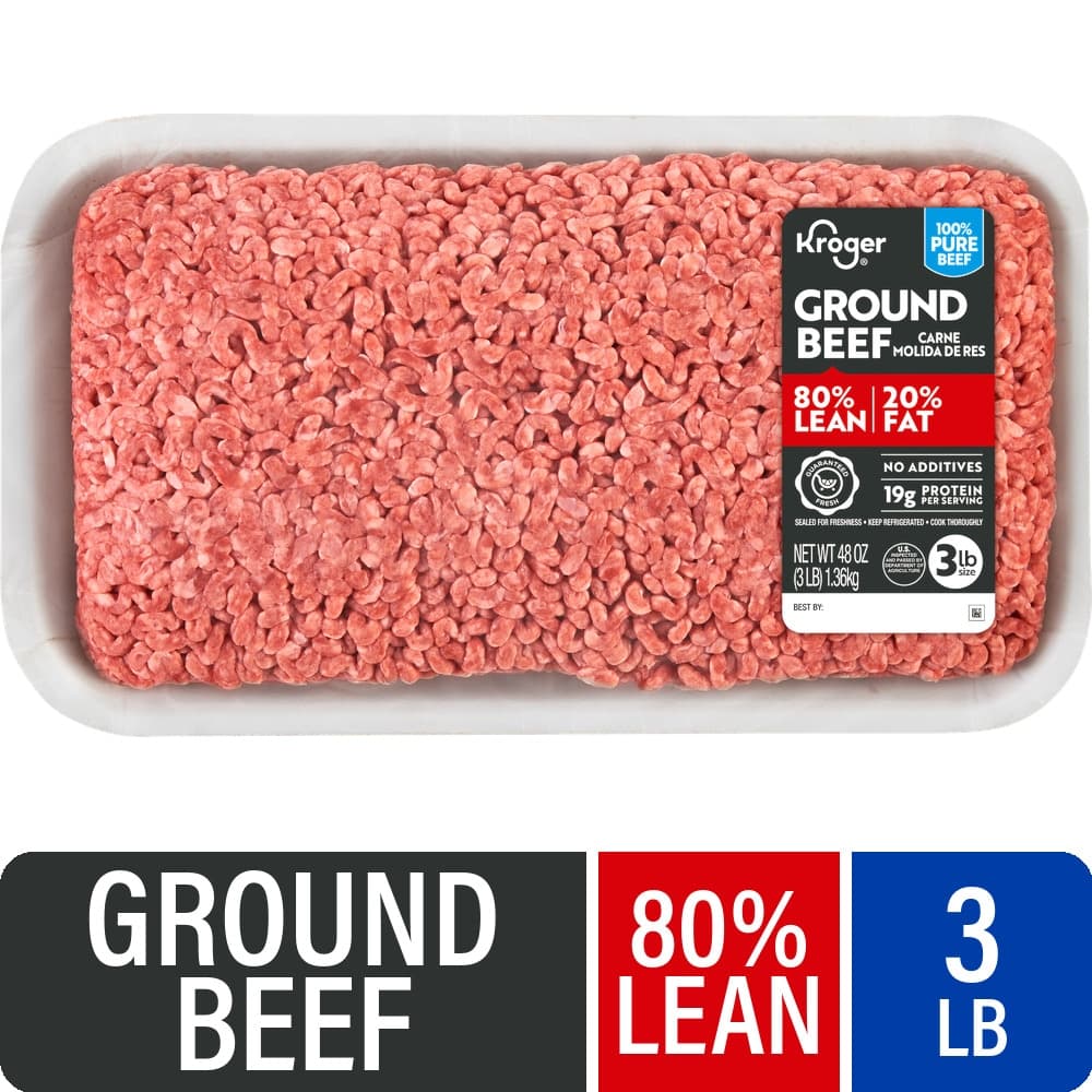 Kroger 80/20 Ground Beef Tray, 3 lb — product image 2