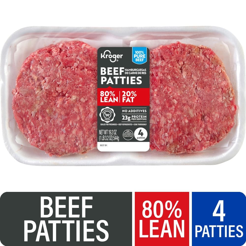 Kroger 80/20 Ground Beef Patties, 19.2 oz — product image 1