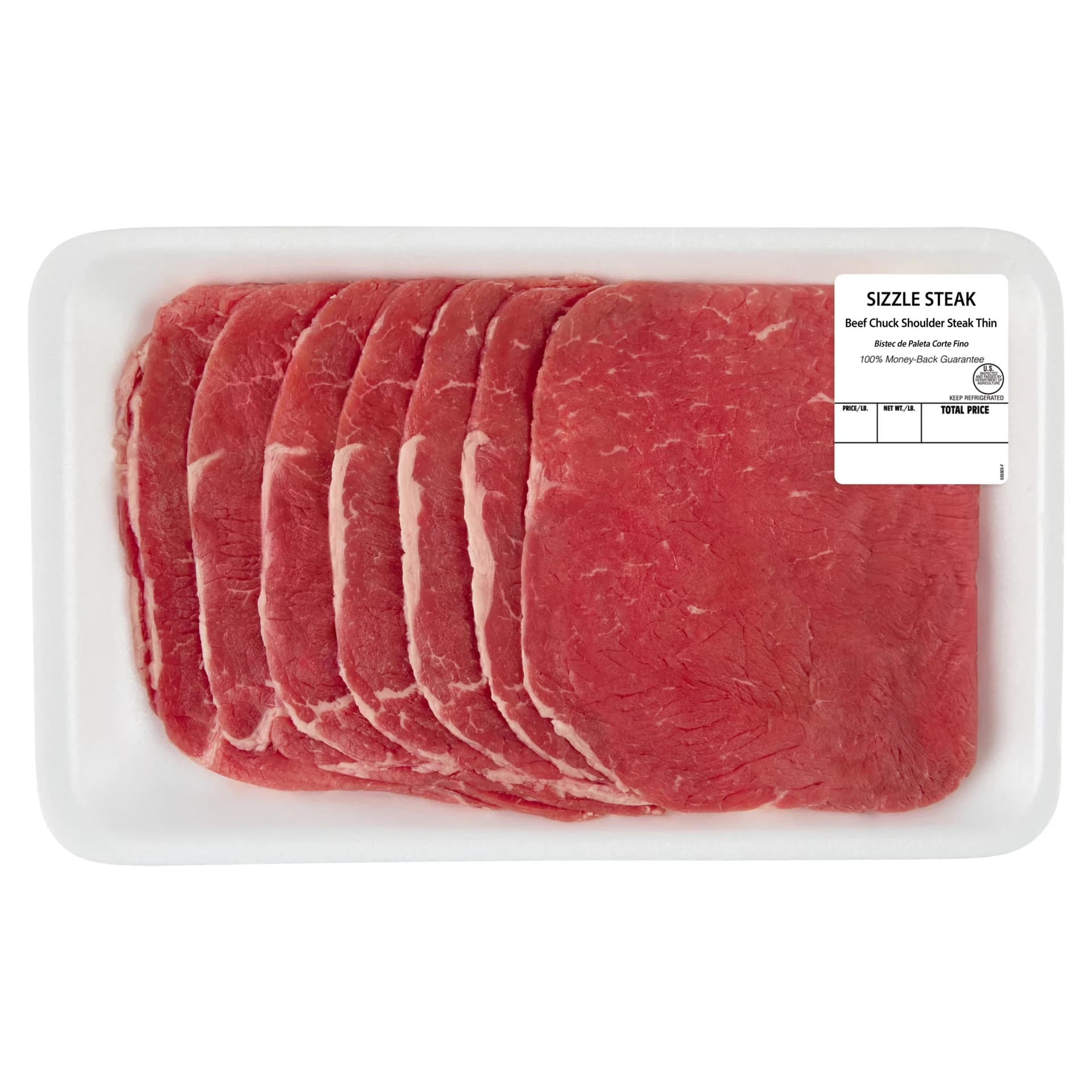 Beef Sizzle Steak, 8 per Tray, Fresh, 0.6 - 1.55 lb — product image 1