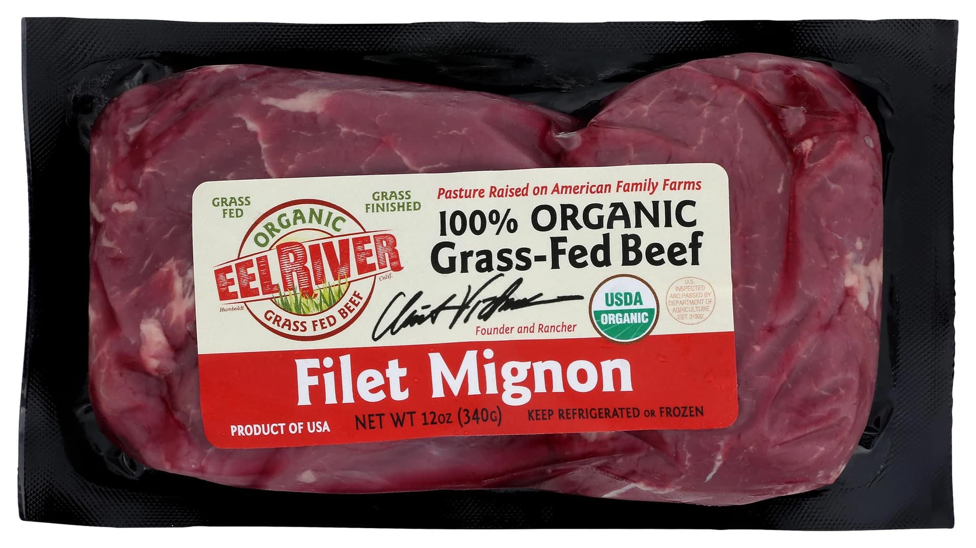 Eel River Grass-Fed Organic Beef Tenderloin Steak Step 4, 12 oz — product image 1