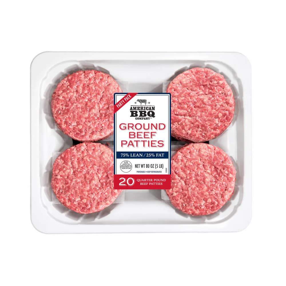 American BBQ Company 75/25 Ground Beef Patties, 20 ct — product image 1