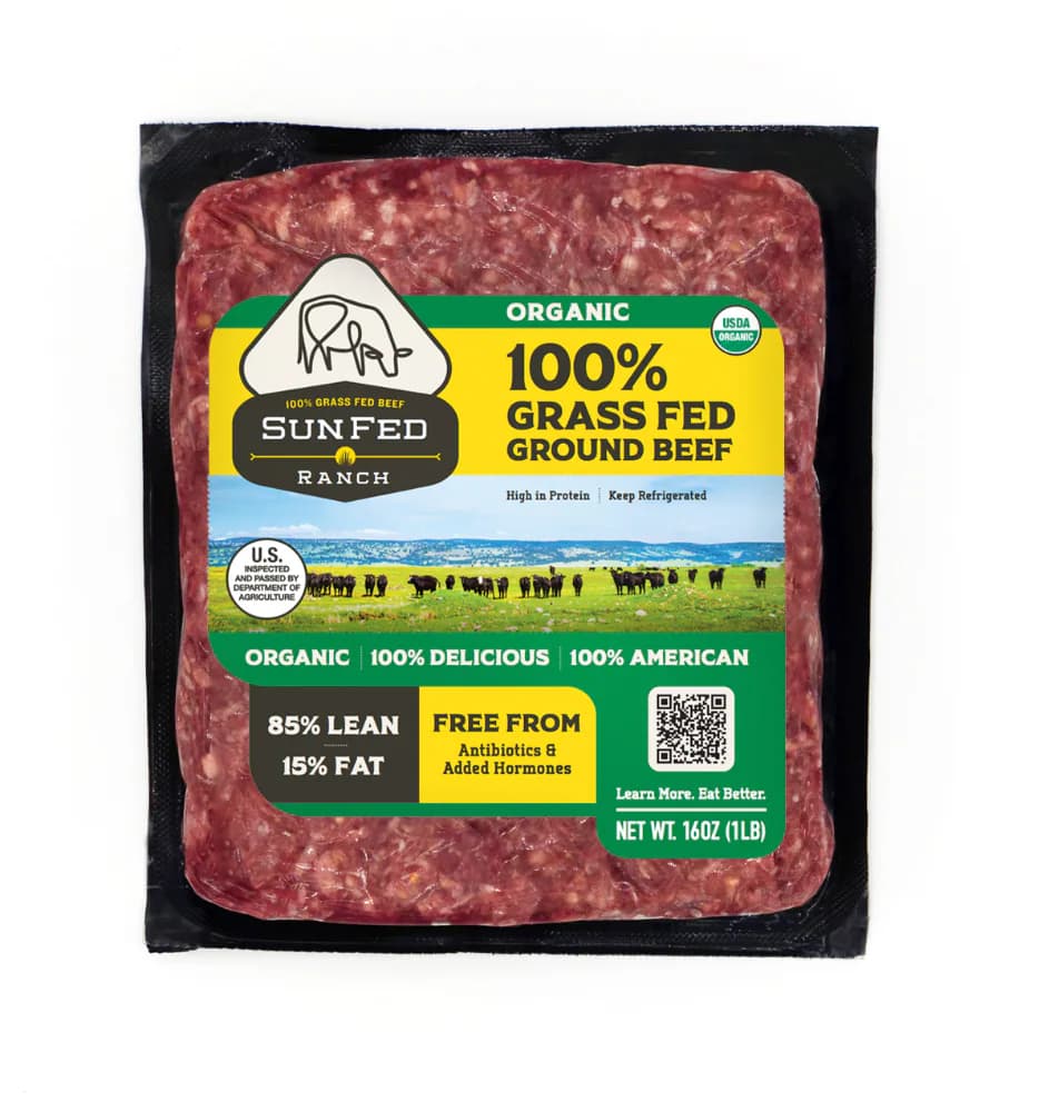 SunFed Ranch 85% Lean 100% Grass Fed Organic Ground Beef — product image 1