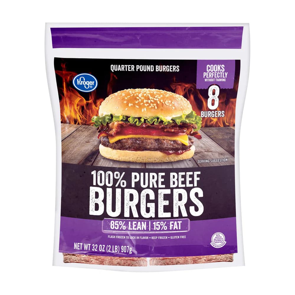 Kroger® 100% Pure Ground Beef Quarter Pound Burgers 8 Count — product image 2