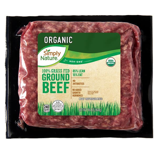 Simply Nature Organic Grass Fed 85% Lean Ground Beef — product image 1