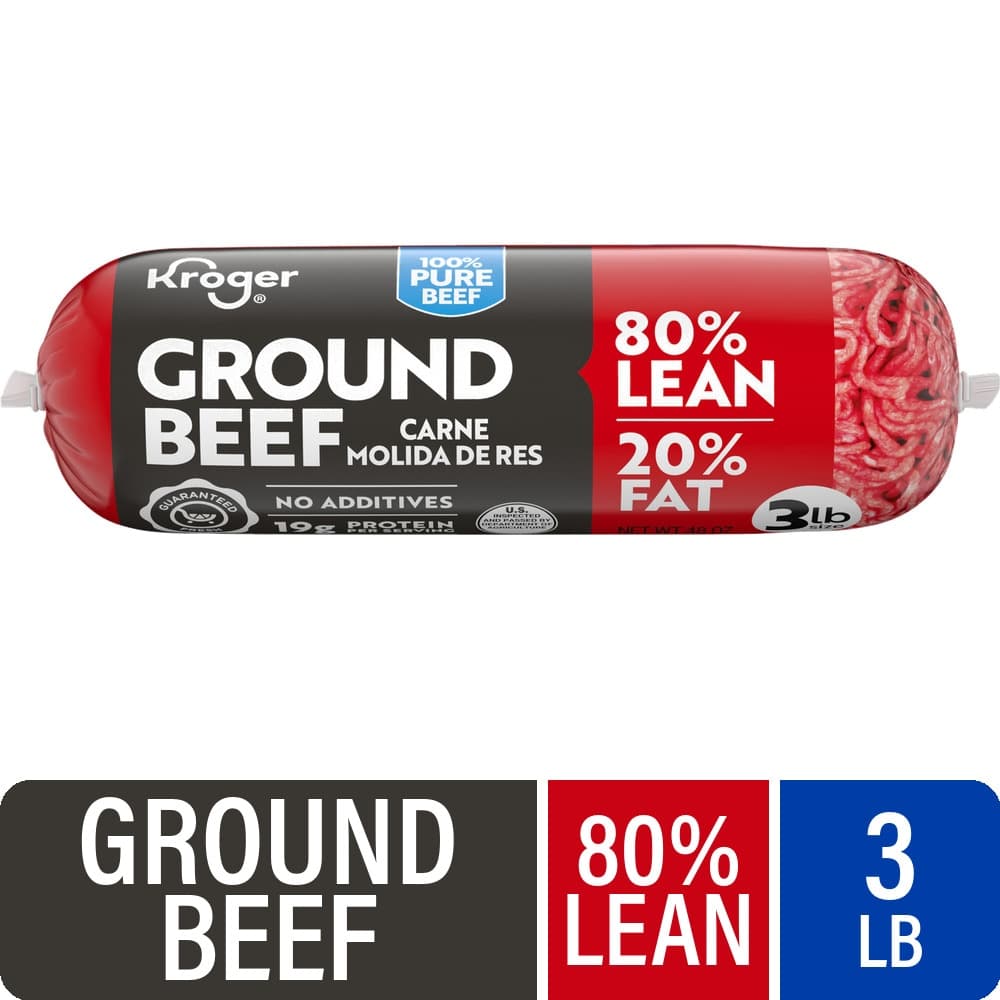 Kroger 80/20 Ground Beef Roll, 3 lb — product image 2