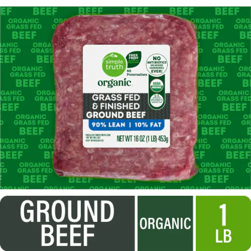 Simple Truth Organic 90/10 Grass Fed Ground Beef Pack 1 LB — product image 1