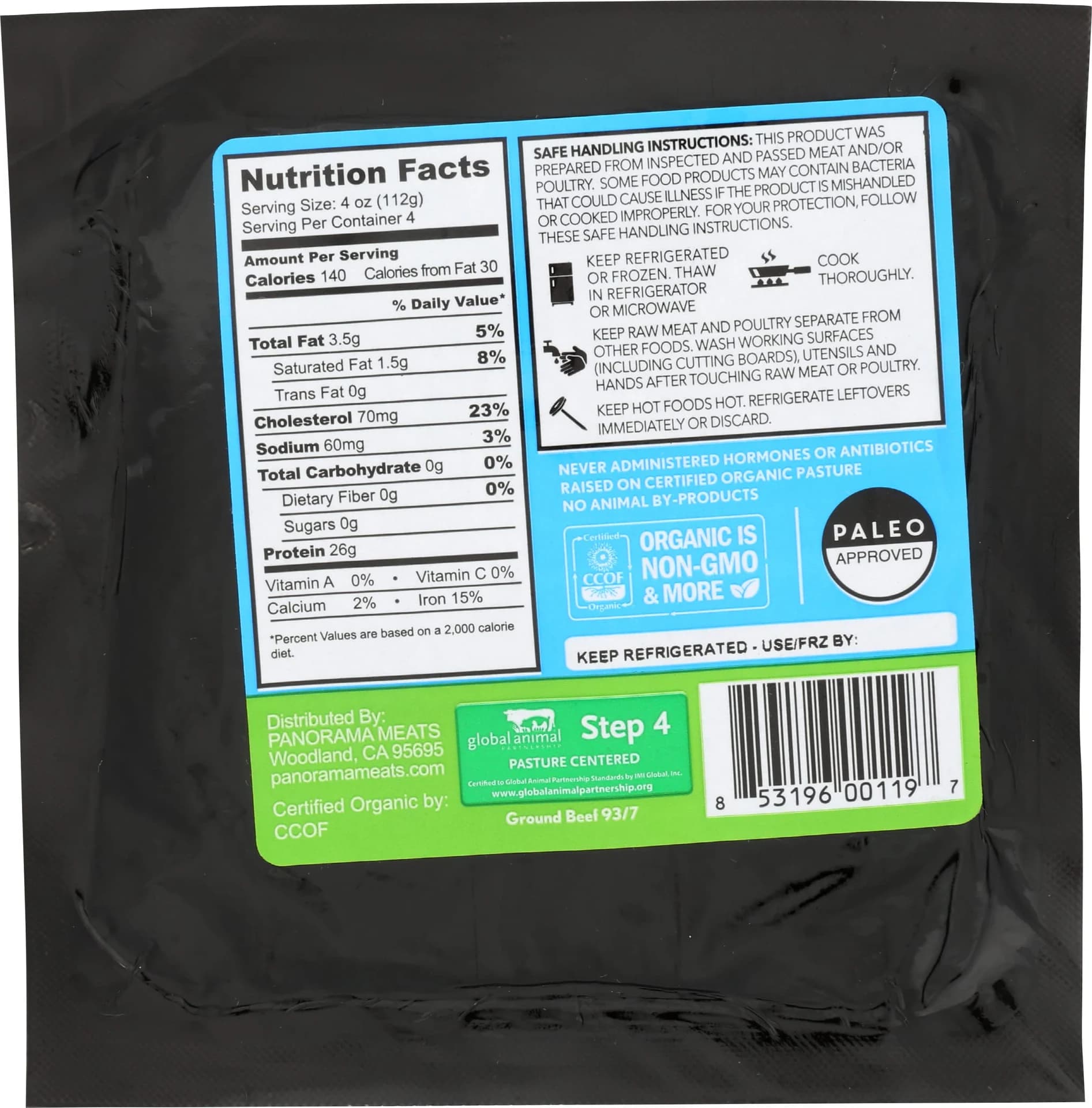 Panorama Organic Ground Beef 93/7 16 oz — product image 1