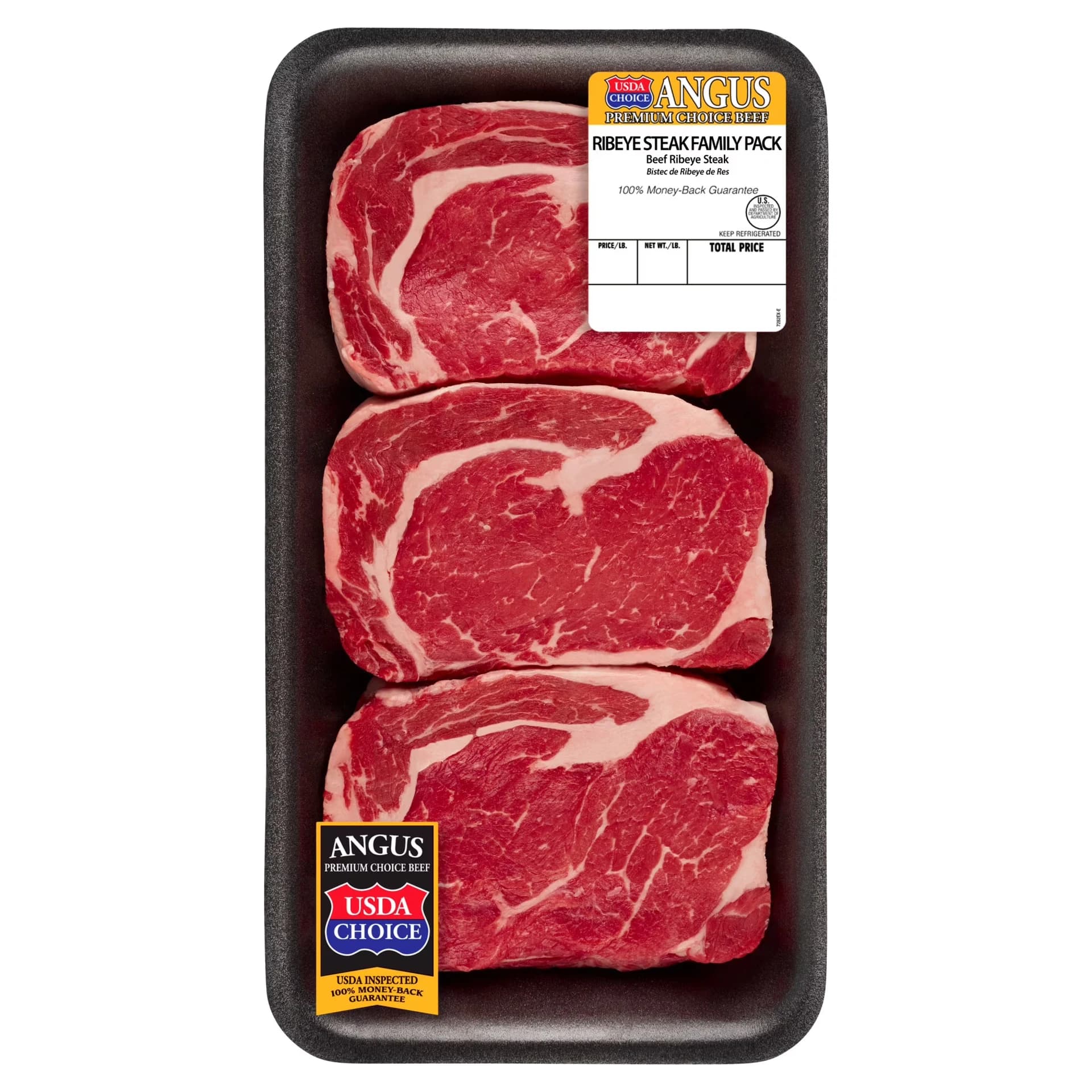 Ribeye Steak, Choice Angus Beef, 3 Per Tray, Family Pack, 2.26 - 4.0 lb — product image 1