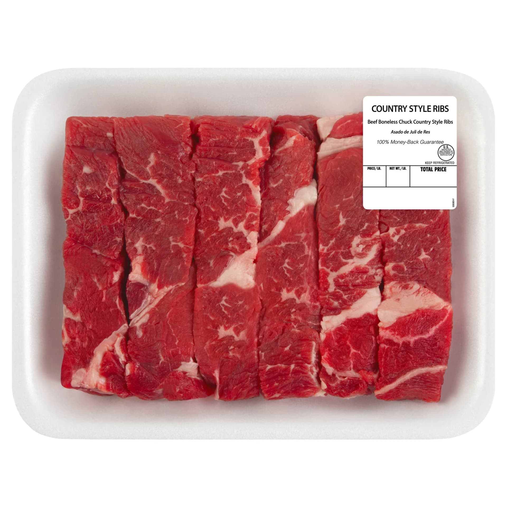 Chuck Country Style Beef Ribs, Boneless, 6 per Tray, Fresh, 1.25 - 2.99 lb — product image 1