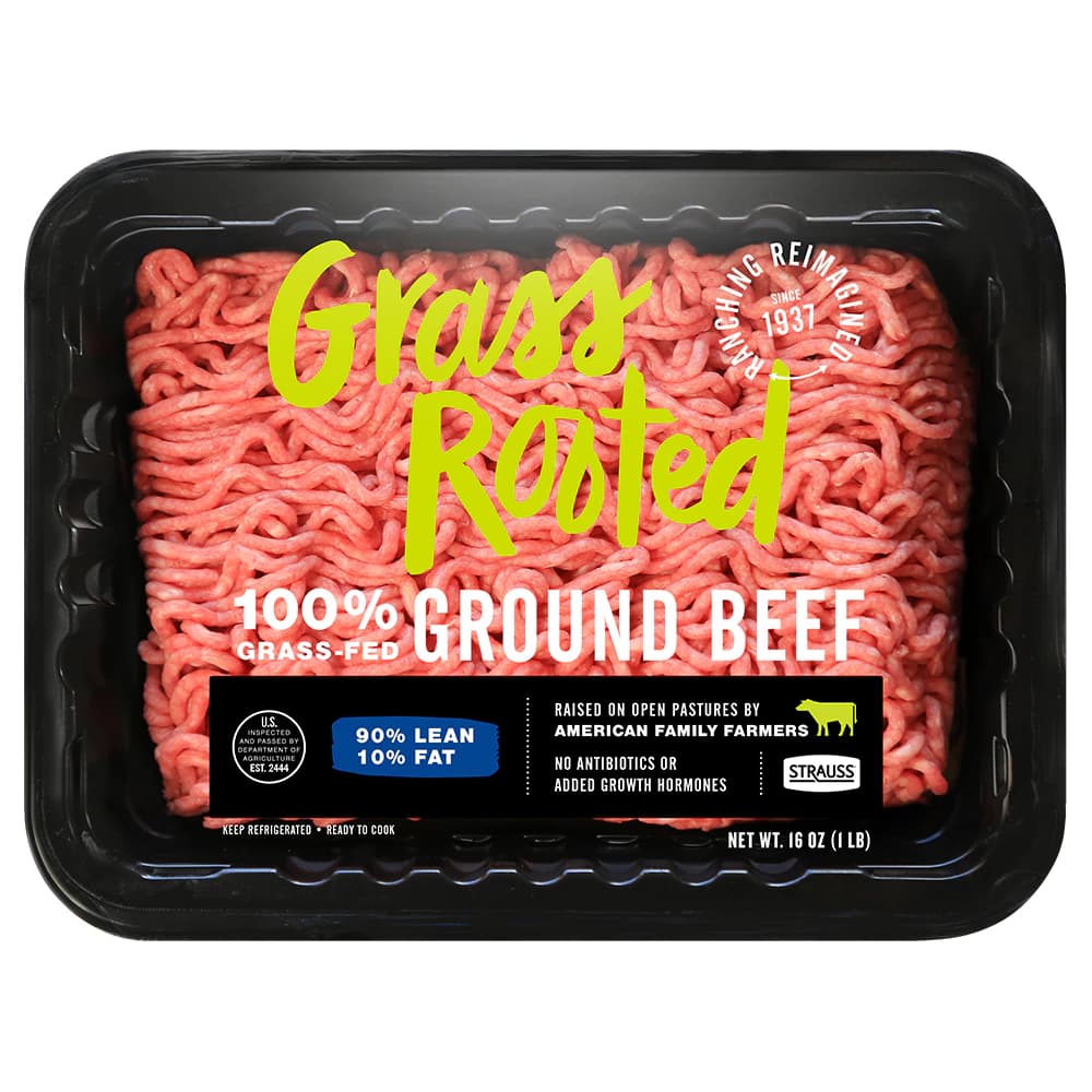 Strauss Grass Rooted 90/10 Grass-Fed Ground Beef, 16 oz — product image 1