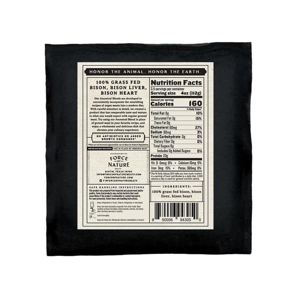 Force of Nature Ground Bison Liver Heart 14 oz — product image 2