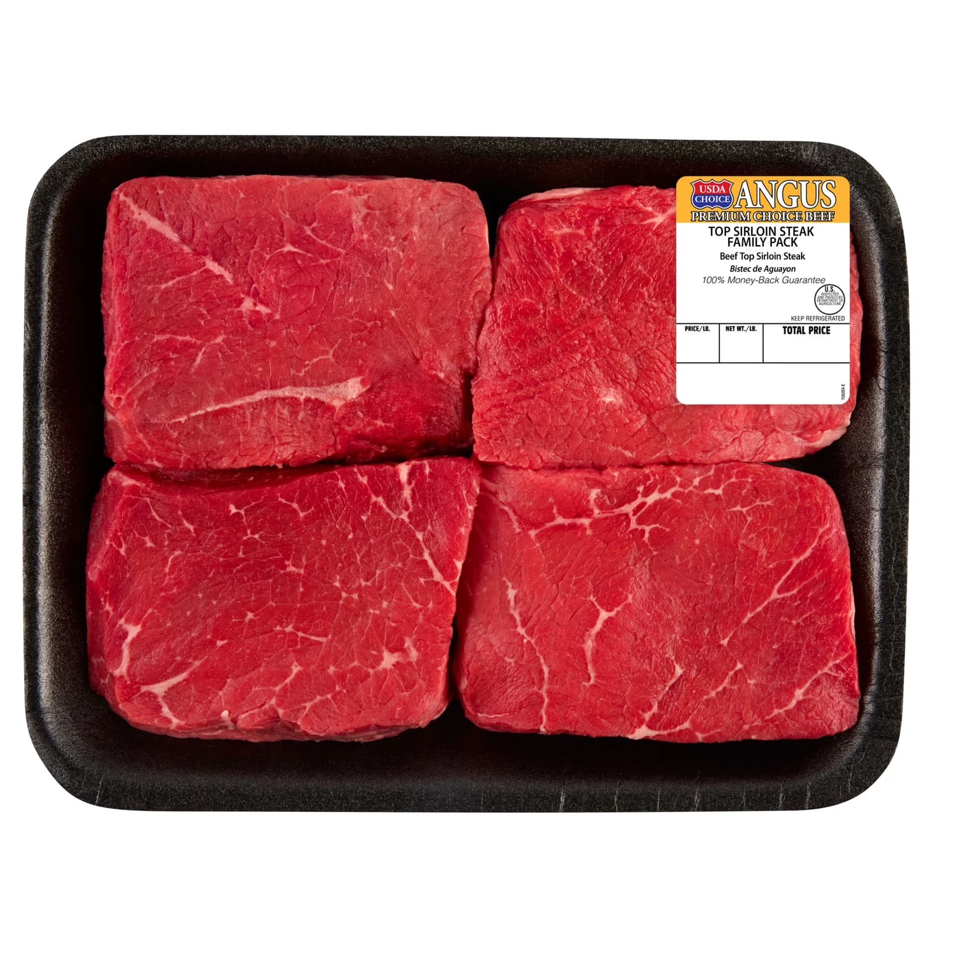 Top Sirloin Steak, Choice Angus Beef, 4 or 6 per Tray, Family Pack, Fresh — product image 1