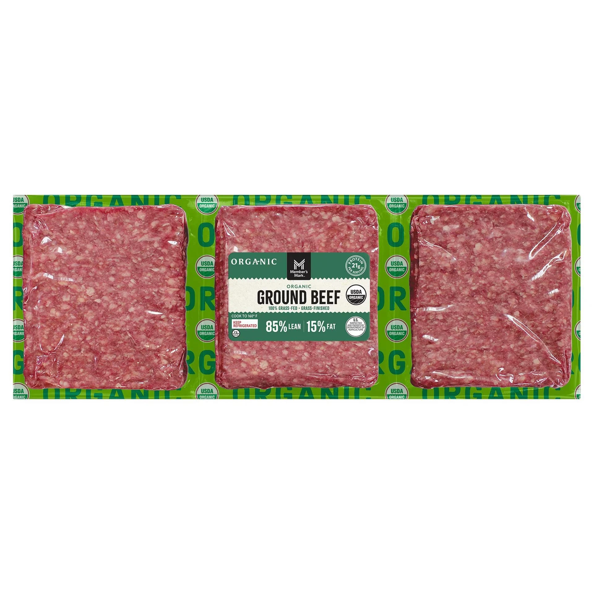 Member's Mark 85/15 Organic Grass Fed Ground Beef, priced per pound — product image 1