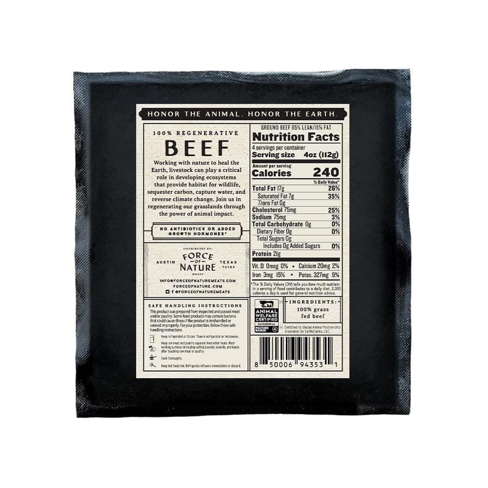 Force of Nature Meats Regenerative Ground Beef, 16 OZ — product image 2