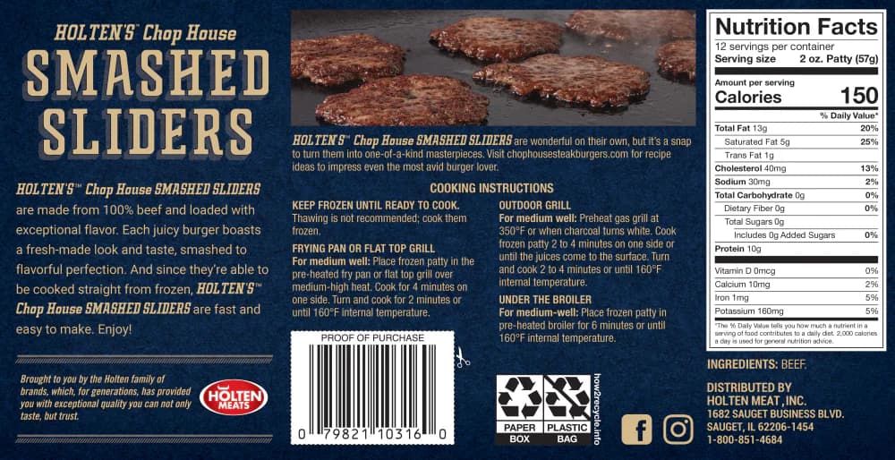 Holten’s Chophouse 100% Beef Smashed Sliders — product image 3