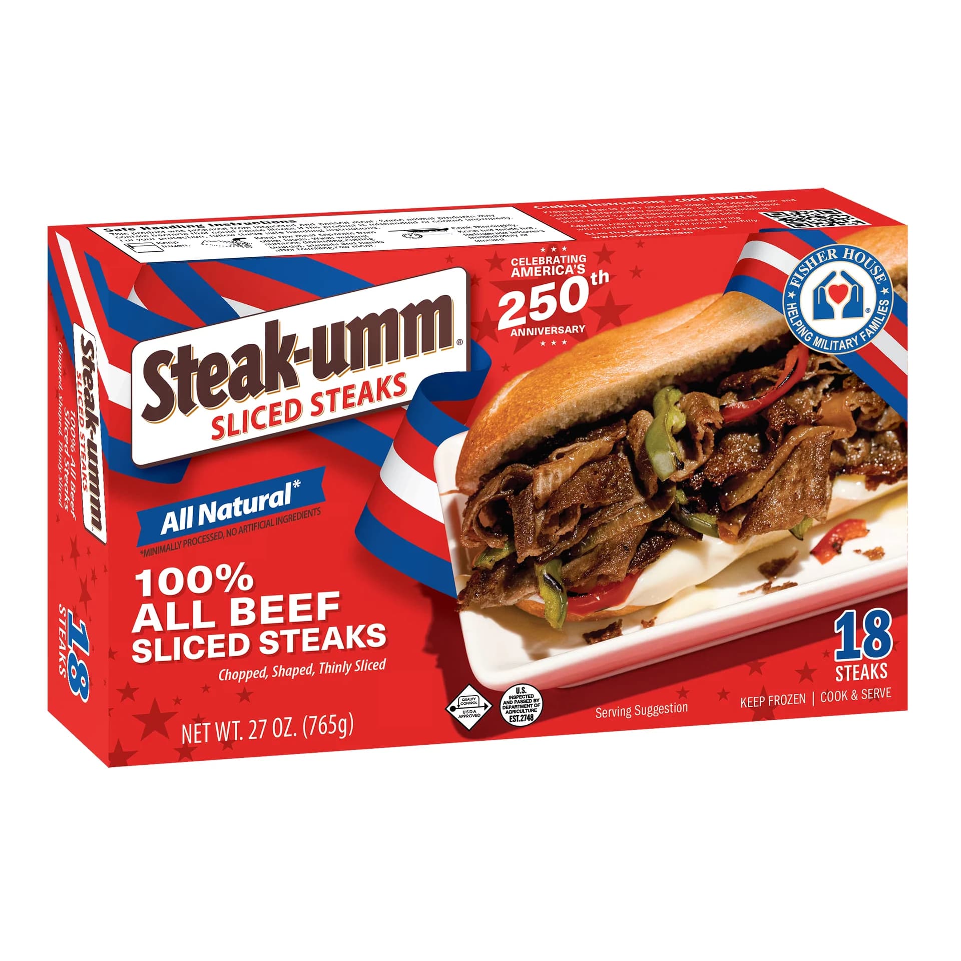Steak-umm Sliced Steaks All-Natural 100% Beef, 27oz 18 Count Family Twin Pack (Frozen) — product image 1
