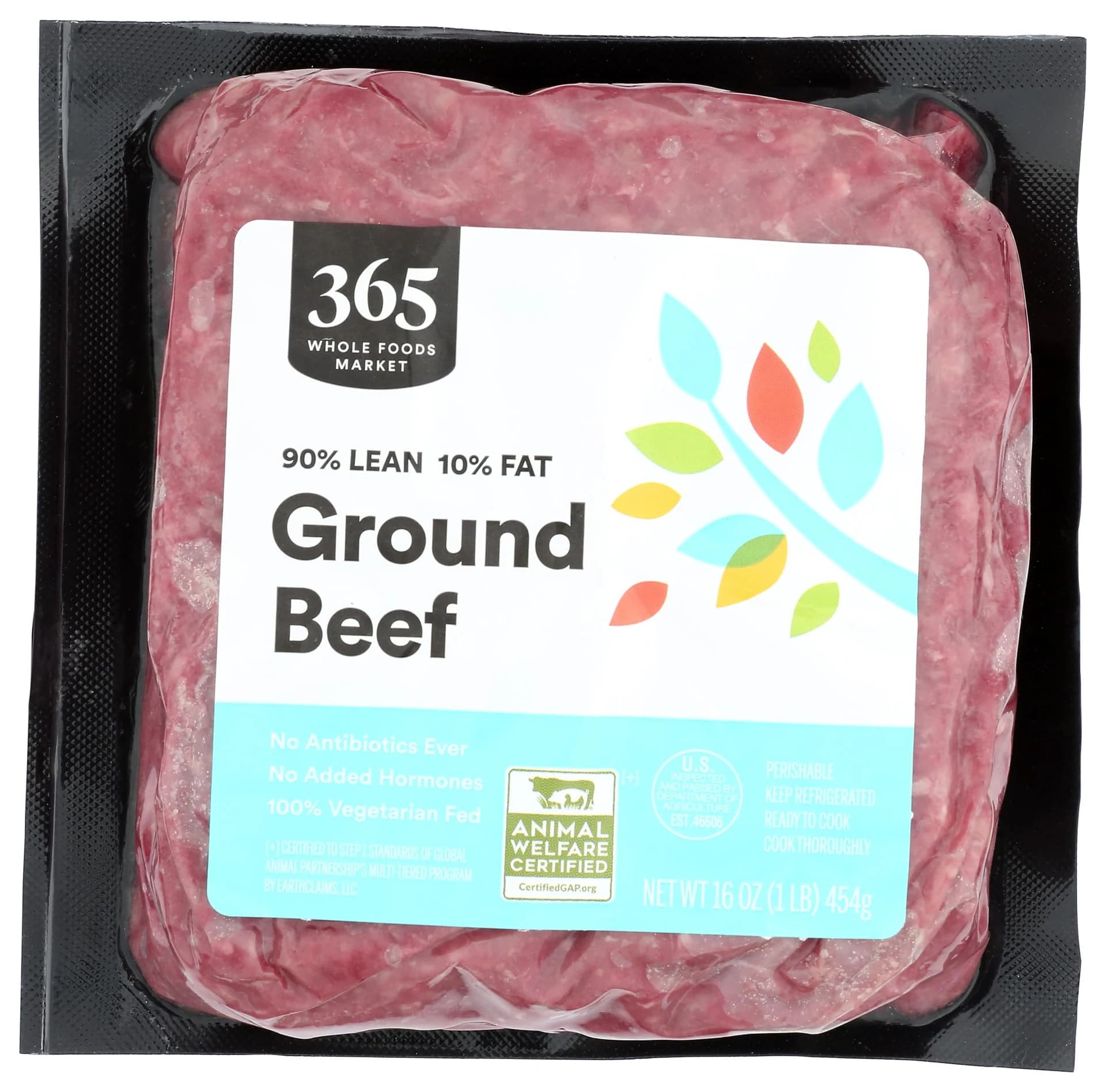 365 by Whole Foods Market Ground Beef 90% Lean/10% Fat, 16 OZ — product image 1