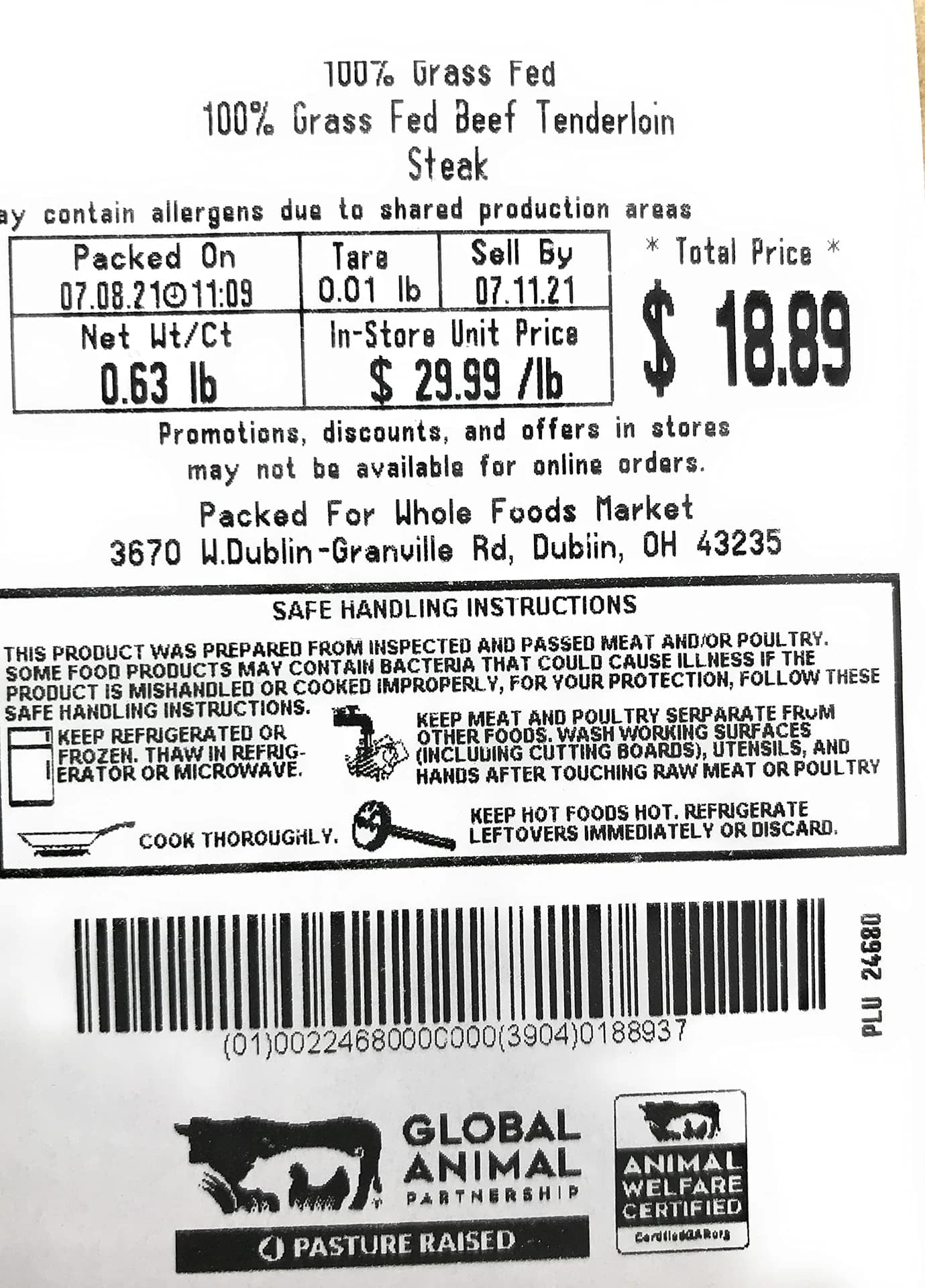 Marksbury Grass-Fed Beef Tenderloin Steak — product image 2