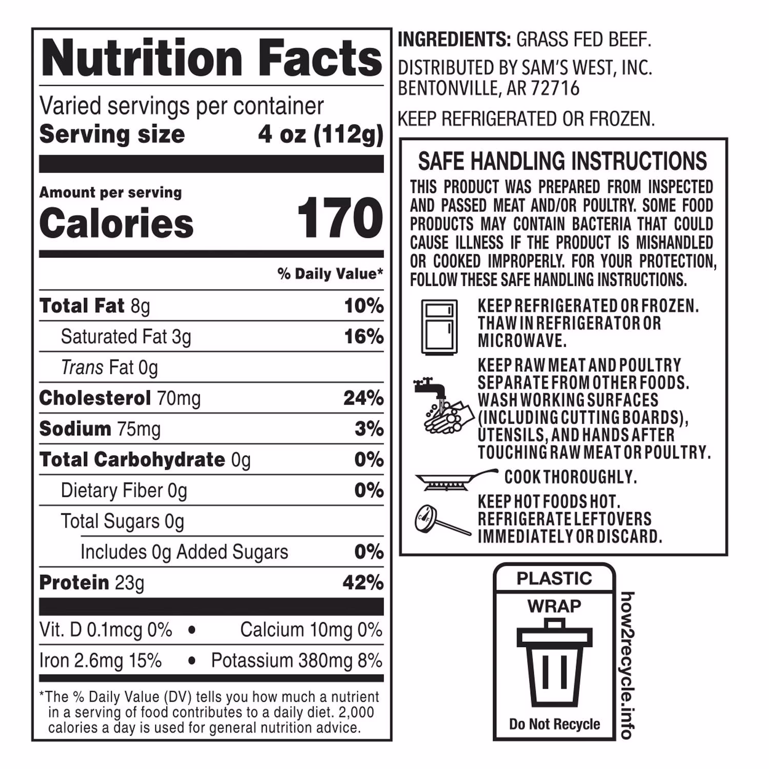 Member's Mark 93/7 Grass-Fed Ground Beef, priced per pound — product image 1