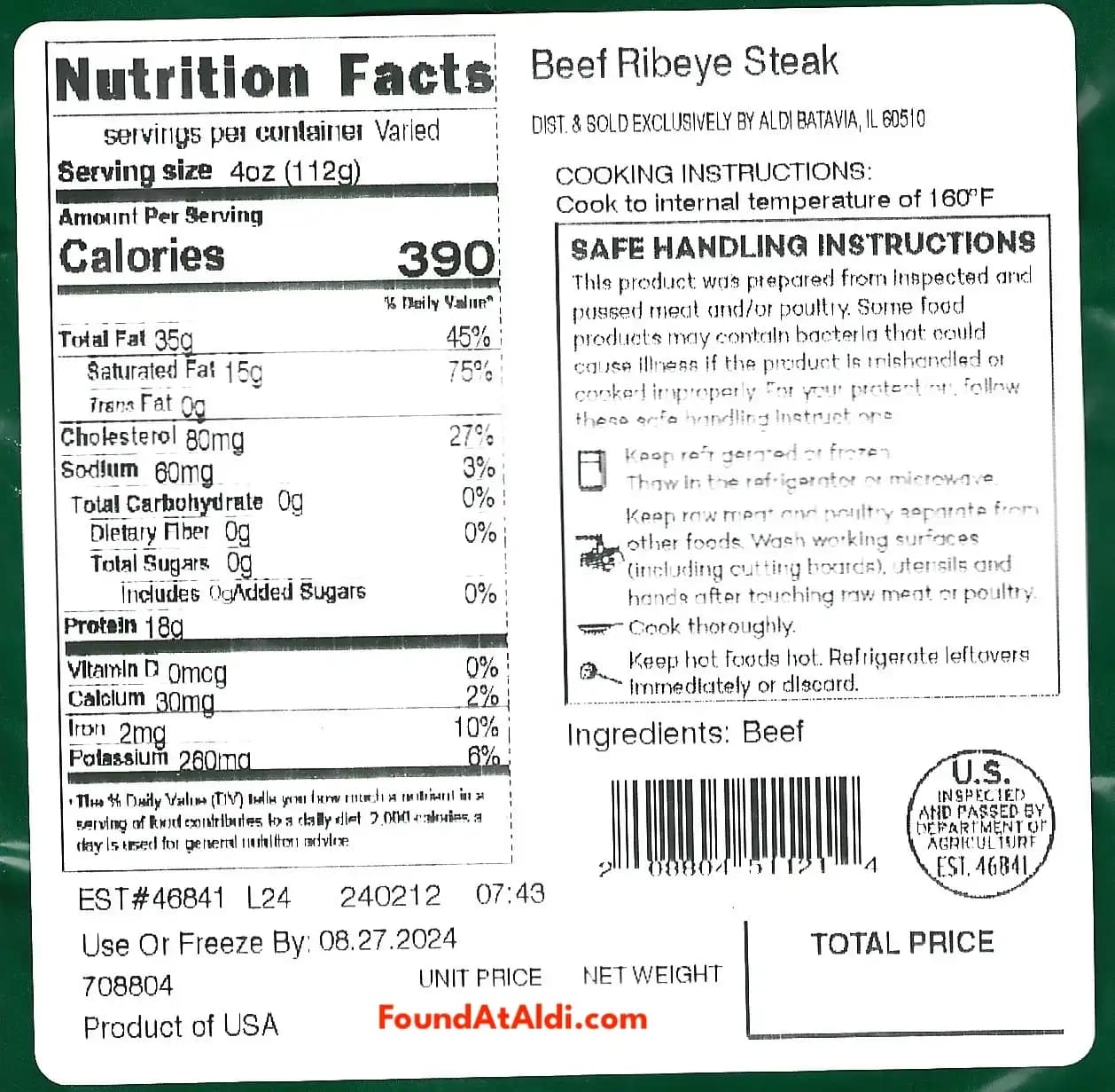 USDA Grass Fed Ribeye Steak — product image 2