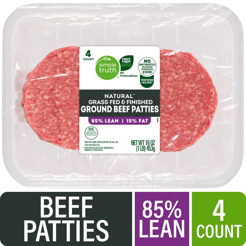 Simple Truth 85/15 Grass Fed Natural Ground Beef Patties — product image 1