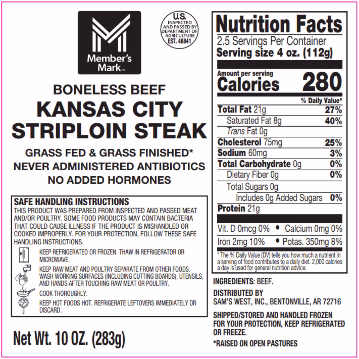 Member's Mark Grill and Gather Box — Kansas City strip steaks, 2 x 10 oz — product image 1