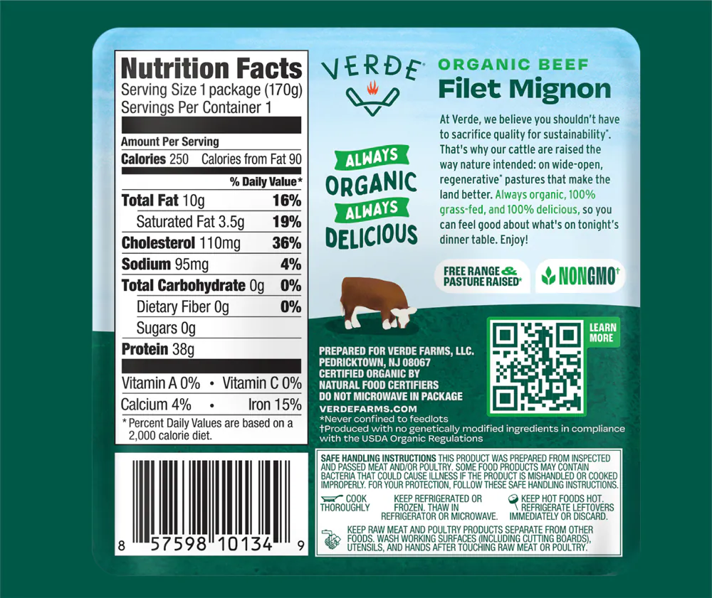 Verde® 100% Grass-Fed Organic Beef Filet Mignon — product image 4