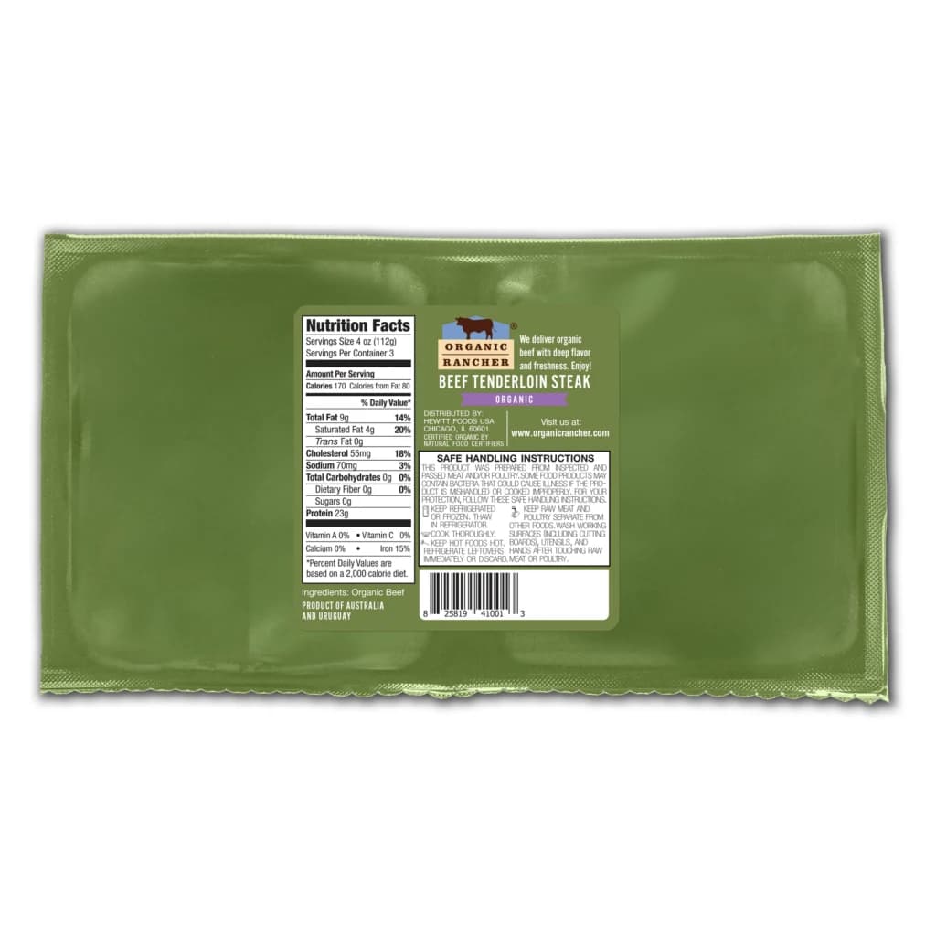 Organic Rancher, Organic Beef Tenderloin Steak (Filet Mignon), 100% Grass Fed & Grass Finished, USDA Organic, Pasture Raised Free Range, G.A.P. Step 4, 12 oz — product image 4