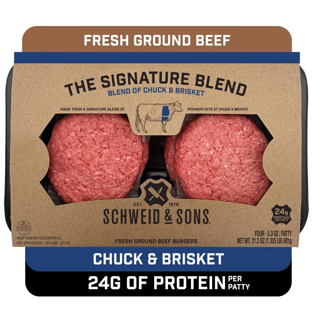 Schweid & Sons The Signature Blend 75/25 Ground Beef Burgers 5.3oz/4ct — product image 2