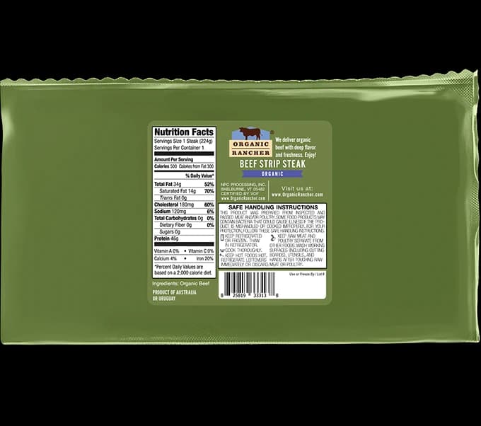 Organic Rancher, Organic Beef NY Strip Steak, 100% Grass Fed & Grass Finished, USDA Organic, Pasture Raised Free Range, G.A.P. Step 4, 8 oz — product image 4