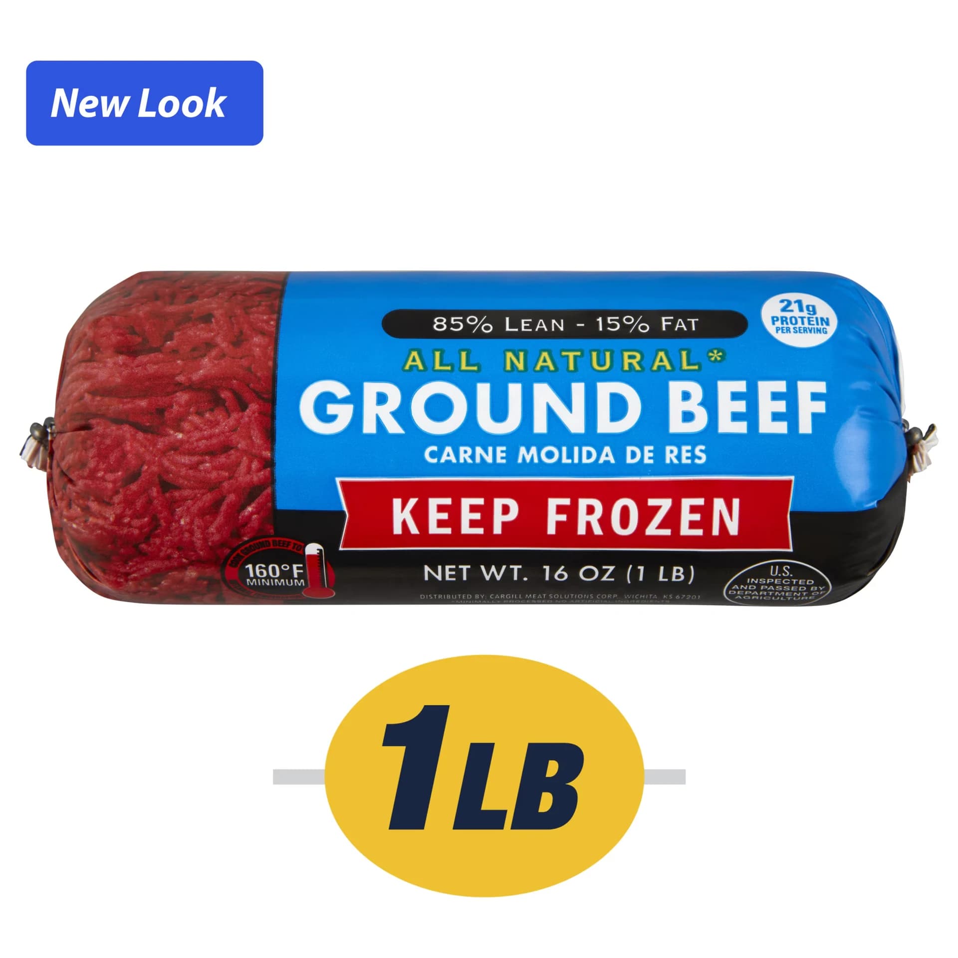 85% Lean/15% Fat Ground Beef, 1lb Roll, Frozen — product image 1