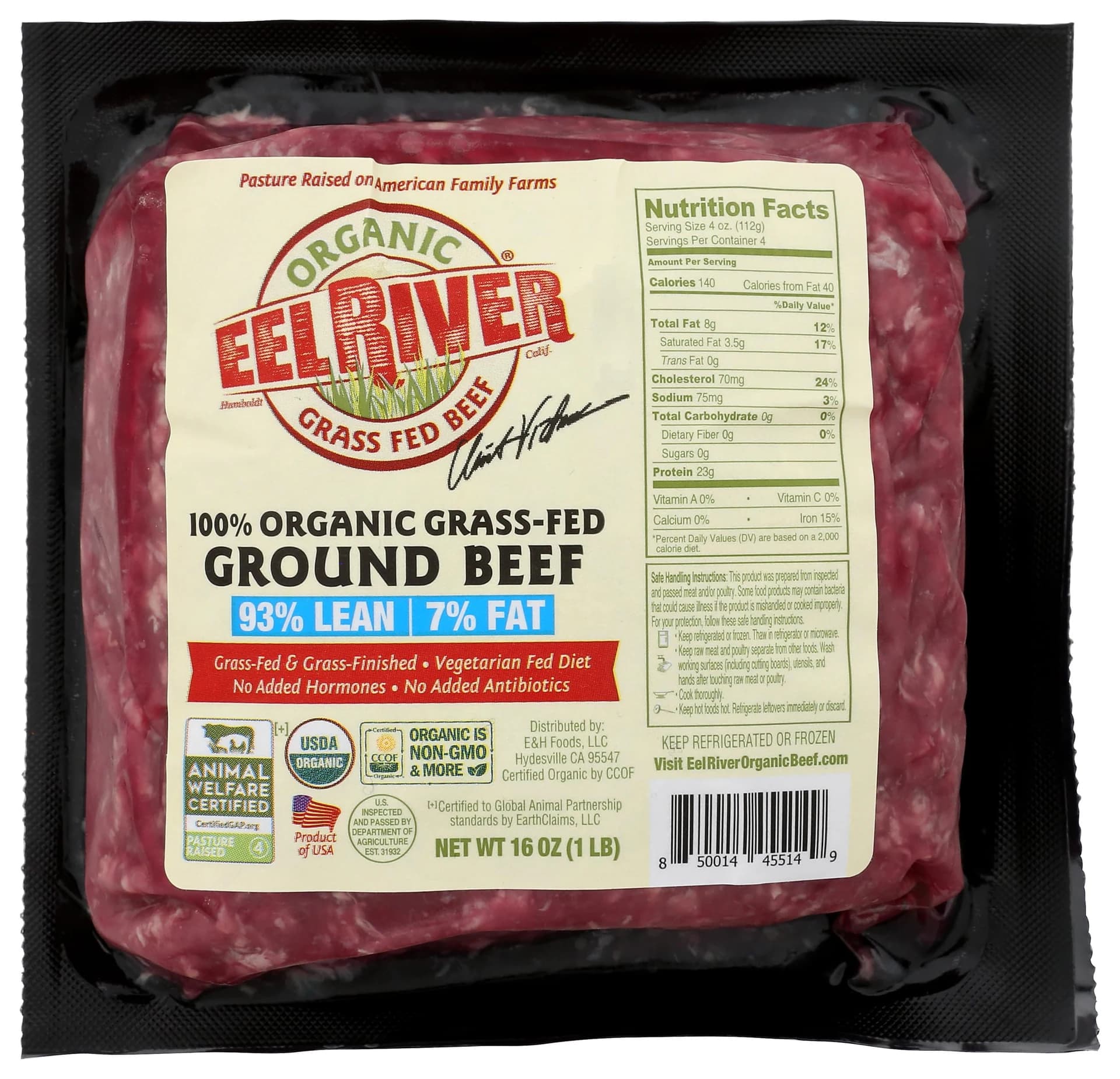 Eel River Organic Grass-Fed Ground Beef 93/7 — product image 1