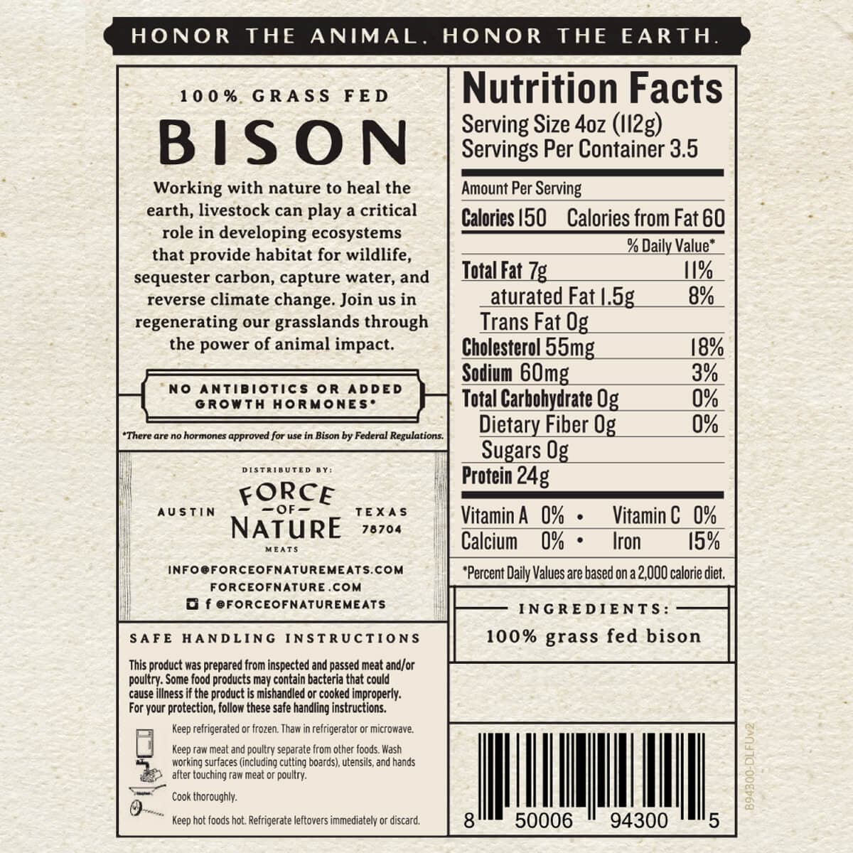 Force of Nature 100% Grass Fed Ground Bison — product image 1