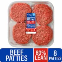 Kroger 80/20 Ground Beef Patties, 8 count — product image 1