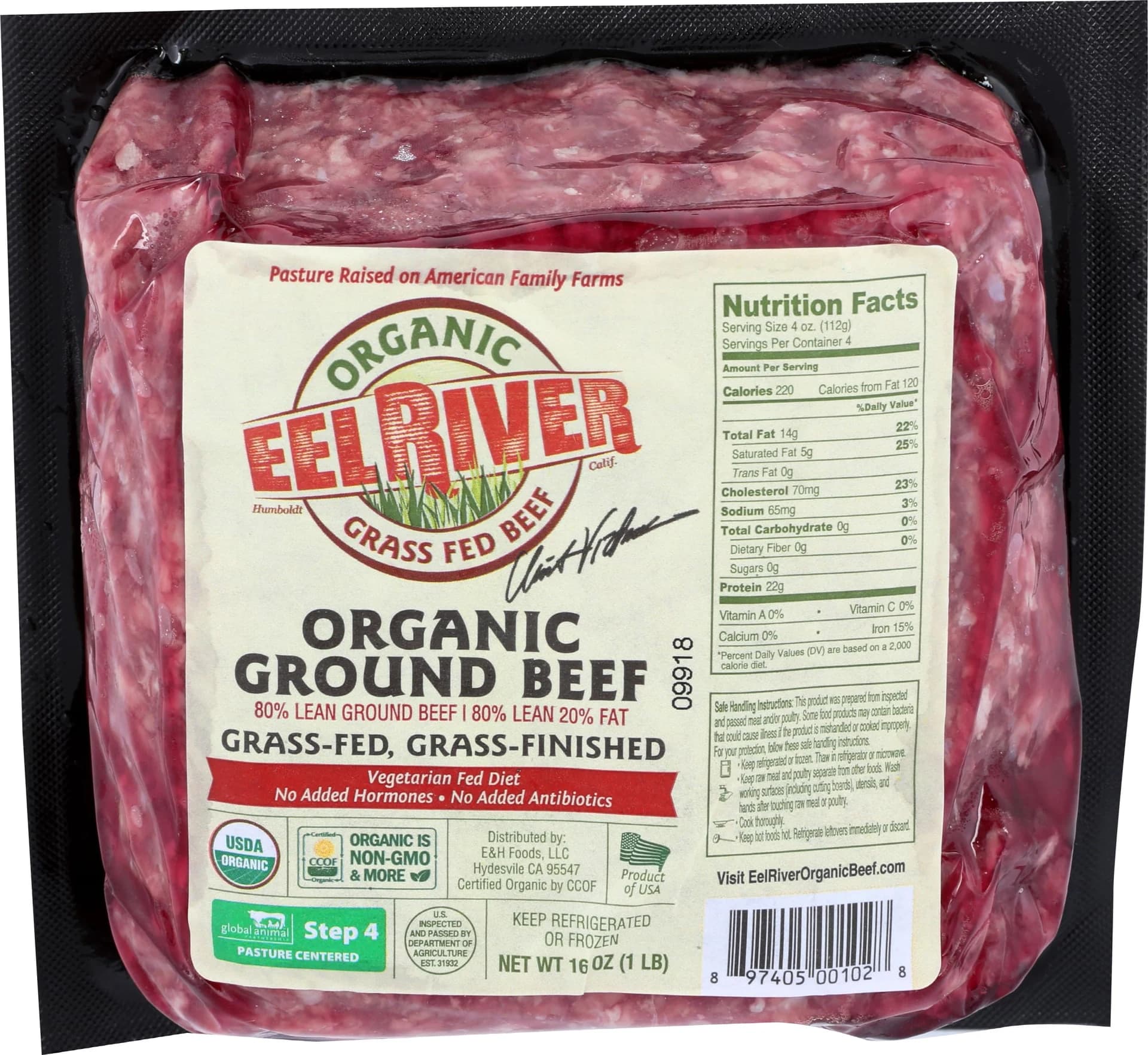 Eel River Organic Grass-Fed Ground Beef 80/20 — product image 1