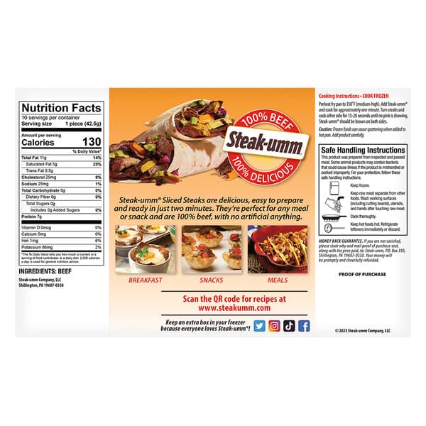 Steak-umm 100% Beef Sliced Steaks, 10 Steaks, 15 oz — product image 2