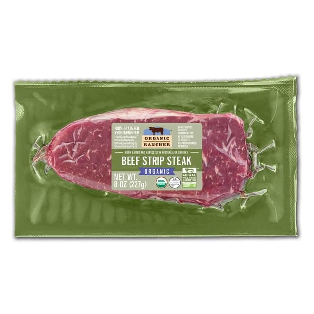 Organic Rancher, Organic Beef NY Strip Steak, 100% Grass Fed & Grass Finished, USDA Organic, Pasture Raised Free Range, G.A.P. Step 4, 8 oz — product image 1