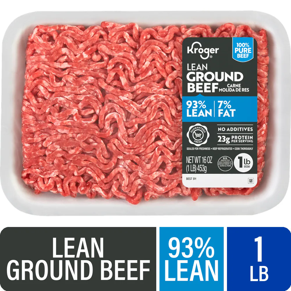 Kroger 93/7 Ground Beef Tray, 1 lb — product image 1