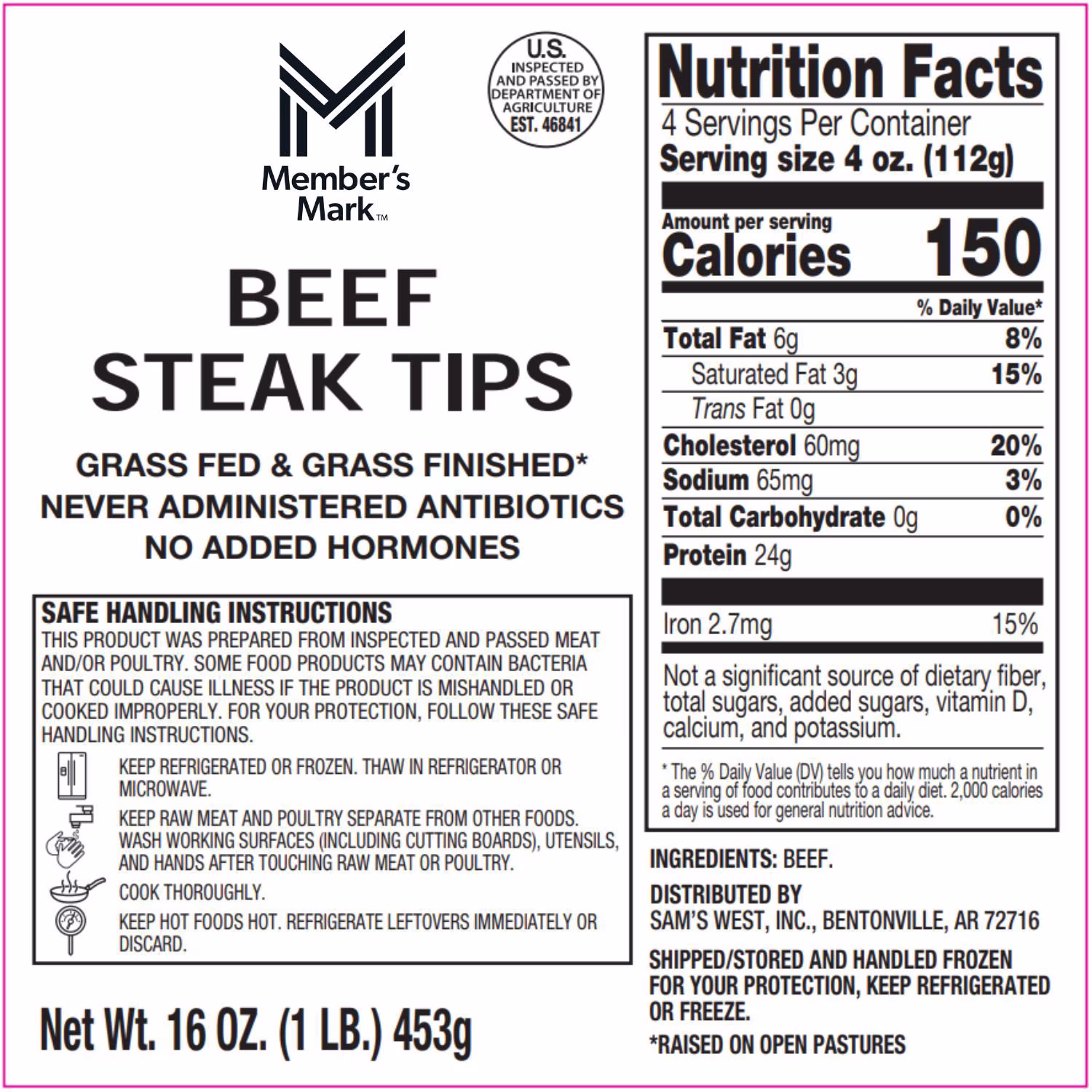 Member's Mark Premium mixed box — 100% grass-fed steak tips, 1 lb — product image 1