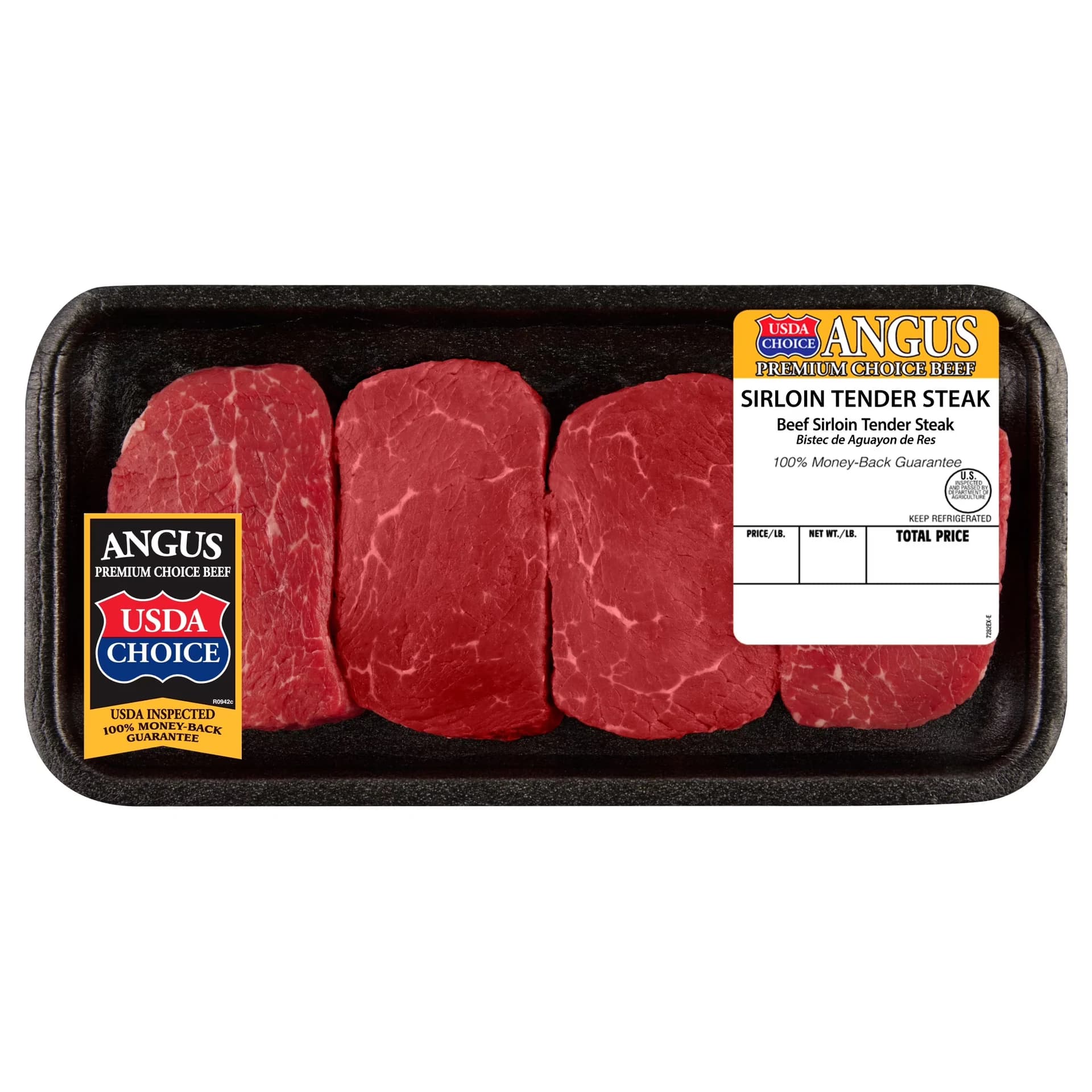 Sirloin Tender Steak, Choice Angus Beef, 3-4 per Tray, Fresh, 0.6 - 1.62 lb — product image 1