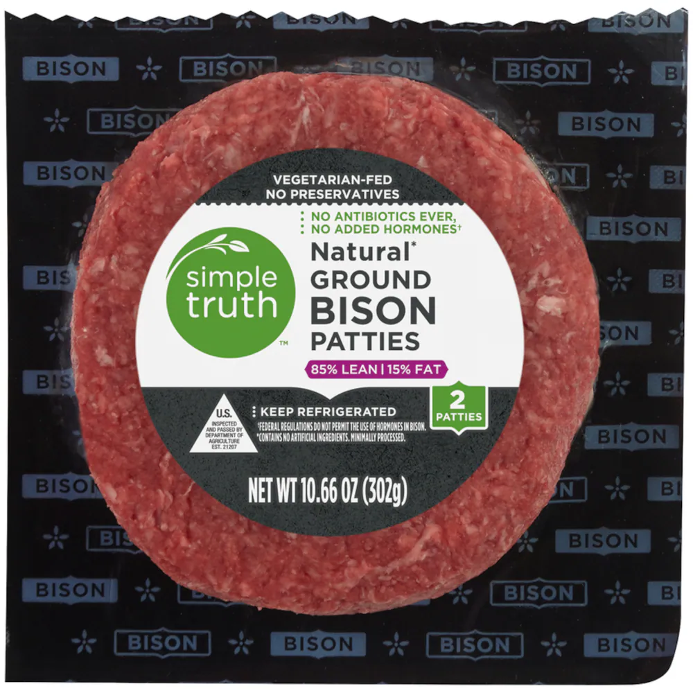 Simple Truth Natural 85/15 Ground Bison Patties, 10.66 oz — product image 1