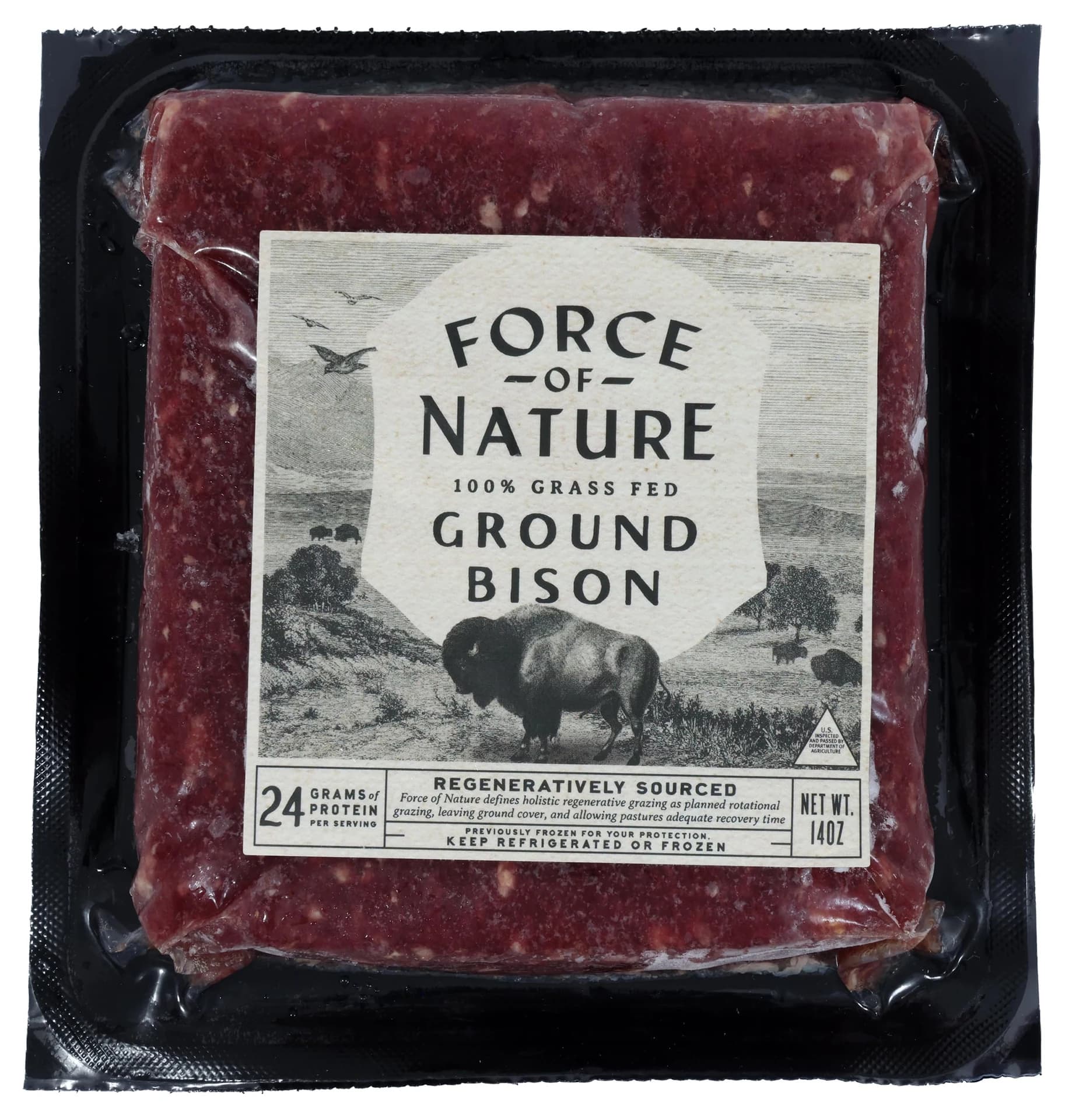 Force of Nature Meats Regenerative Ground Bison, 14 OZ — product image 1