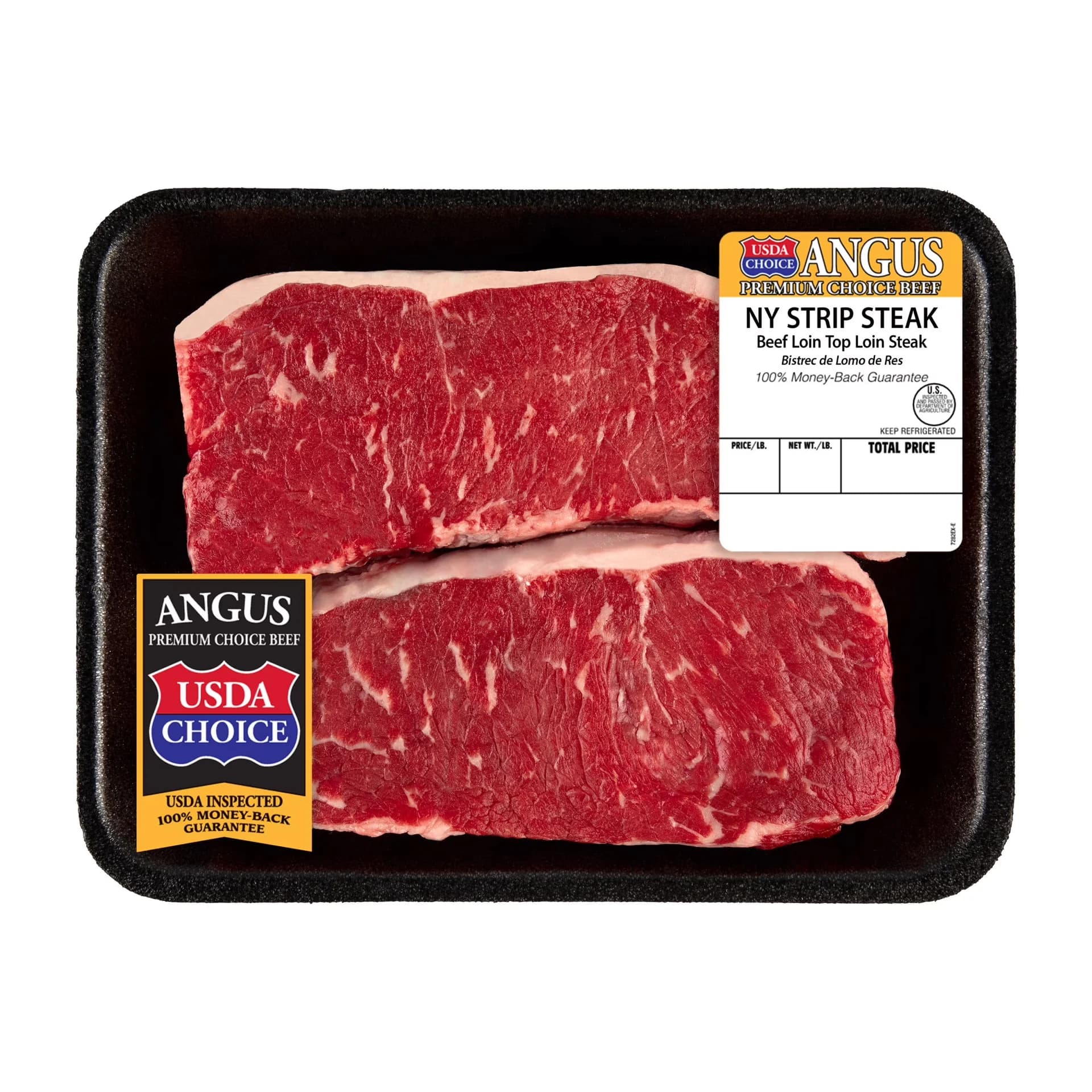 New York Strip Steak, Choice Angus Beef, 2 per Tray, 1.25 - 2.5 lb — product image 1
